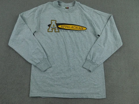 Appalachian State Mountaineers Shirt Men Medium Gray Crew Neck Long Sleeve Cover