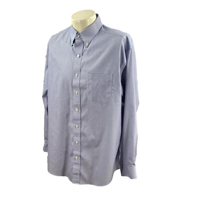 JoS A Bank Men's Traveler's Collection Cotton Blue Stripe Shirt 16.5-35 Large - Image 1 of 4