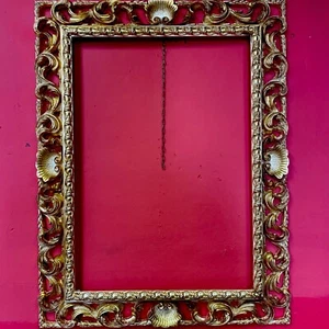 cornice 50x70 in legno dorata foglia oro intagliata per quadro tela stile antica - Zdjęcie 1 z 15