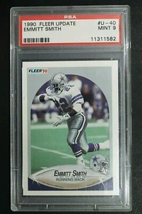Emmitt Smith Dallas Cowboys 1990 Fleer Update #U40 Graded ROOKIE Card PSA 9 - Picture 1 of 3