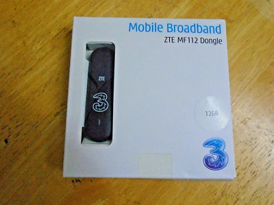 Three Mobile - ZTE MF112 Mobile Broadband Dongle - Black - Boxed - Image 1 of 4