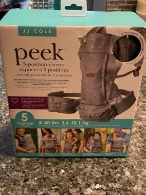 Mochila portabebés JJ Cole Peek 5 posiciones, 5 posiciones 8-40 libras totalmente nueva Foto 1 de 3