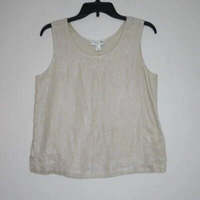 Adrienne Vittadini 女式亚麻米色金属职业背心 S B19 — 第 1/4 张图片