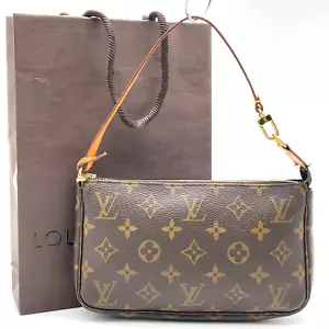 Auth Louis Vuitton Monogram Pochette Accessoires Pouch M51980 W/Bag i030874 - Picture 1 of 18