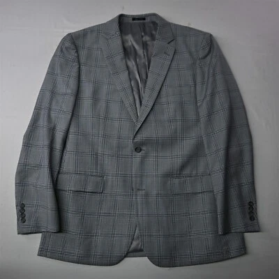 Joseph & Feiss 44L 灰色格子经典合身羊毛男式西装外套夹克 — 第 1/4 张图片