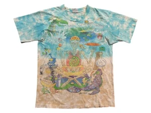 Camicia vintage Grateful Dead Beach 1992 grande blu liquido tie dye verde onda variante - Foto 1 di 16