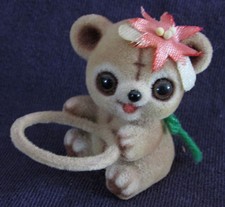 Vintage Josef Originals Bear Candle Climber Hugger - Flocked & Fuzzy!
