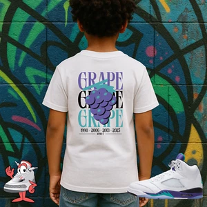 Camisa a juego para niños para Air Jordan Retro 5 uvas Zapatilla deportiva Camiseta a juego Años 90 Juvenil - Imagen 1 de 17