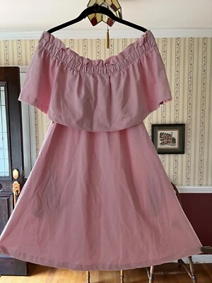 NUEVO H&M Vestido Rosa Cambio Sobre o Fuera del Hombro Bolsa de Papel Bolsillos con Volantes Talla 12 Foto 1 de 4