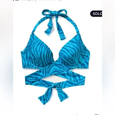 Nuevo con etiquetas Top de bikini push up Adore Me para mujer Rimini estampado azul talla 36c Foto 1 de 4