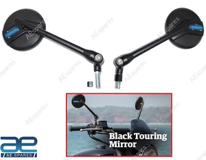 Black Touring Mirrors For Royal Enfield Interceptor GT 650 Super Meteor 650 ECs - Foto 1 di 11