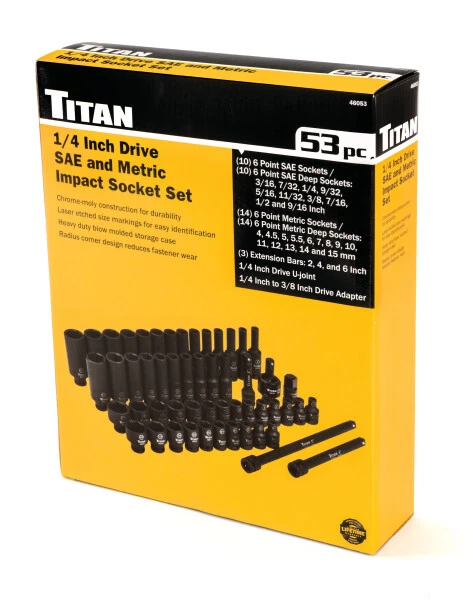 Titan 46053 1/4-Inch Drive SAE & Metric Impact Socket Set