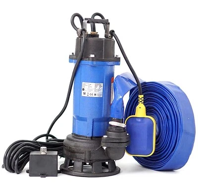 370W Fäkalienpumpe Schmutzwasserpumpe Tauchpumpe Abwasserpumpe + 10m Schlauch - Bild 1 von 4