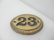 Vintage Brass House Number Sign "23" Twenty-Three Retro Rope Edge Old 3"W