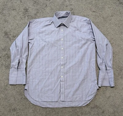 CHARLES TYRWHITT  FRENCH CUFF DRESS SHIRT  SIZE 17 X 35 Checkered Striped - Image 1 of 4