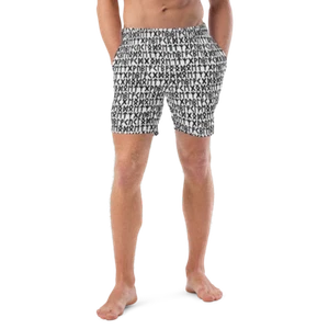 Black White Rune Symbols Custom Print Men's Swim Trunks Norse Pagan 2XS-6XL - Picture 1 of 47