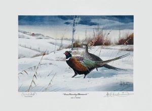 CROSS COUNTRY PHEASANTS - Small Edition of 500, Mint Print S/N By Les Kouba - Picture 1 of 1