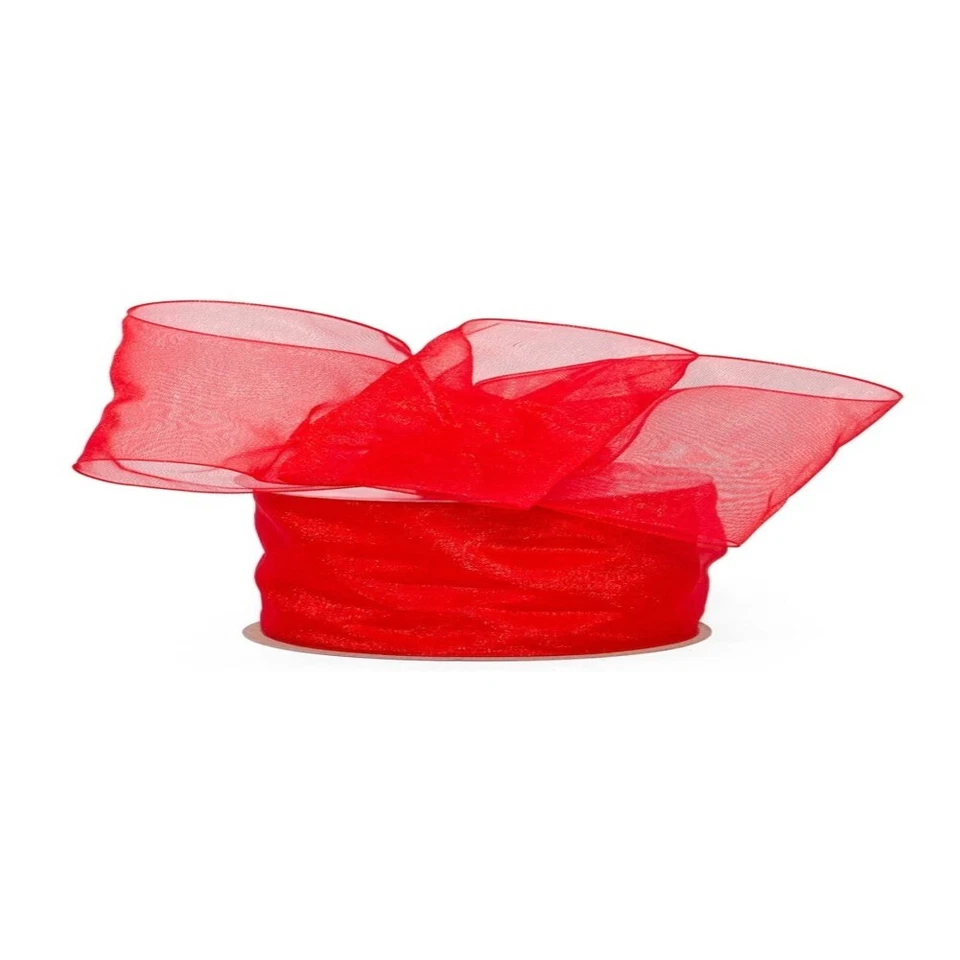 5/8" Wide Red Shimmer Sheer Organza Ribbon - 25 Yards (501430) - Image 1 of 1