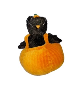 Boyd's Bears 7" Inkly Boocat Black Cat in Pumpkin Costume Plush Halloween - Picture 1 of 6