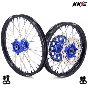 KKE 21/18'' Spoked Wheels Rims Set Fit Suzuki DRZ400SM 2005-2024 CNC Blue Hubs - Picture 1 of 10