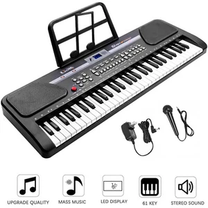 Black 61 Key Music Electronic Keyboard Electric Digital Piano Organ w/Stand - Picture 1 of 14