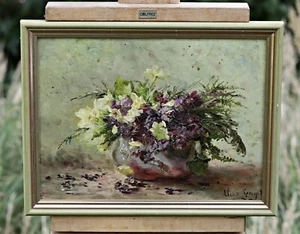 Elisa Antonieta Georget - Bodegón floral - óleo sobre cartón - firmado, siglo XIX - Imagen 1 de 9