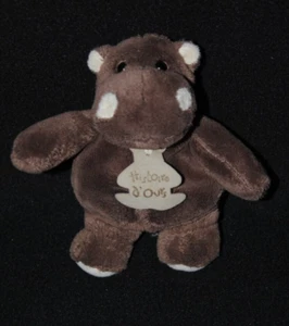 Peluche doudou hippopotame HISTOIRE D'OURS brun marron blanc crème 15 cm NEUF - Picture 1 of 1