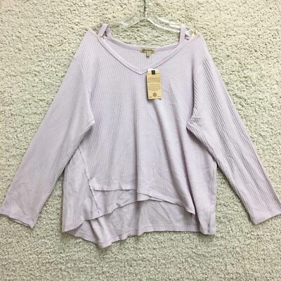 NEW Democracy Sweater Extra Large Adult Pink V Neck Waffle Knit Pullover Womens - Image 1 of 4