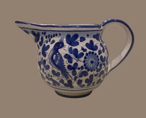 Pitcher Siena Pottery Blue On White Arabesco Pattern Hand Painted In Italy - Picture 1 of 8