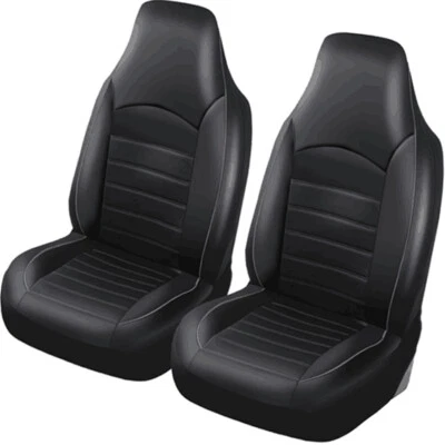 2 piezas fundas de asiento delanteras de coche de cuero sintético respaldo alto cojines protectores de cubo Foto 1 de 4