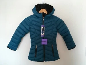 Steve Madden Girls XS Reversible Parka Jacket YOUTH Hooded Quilted Puffer Blue - Picture 1 of 14