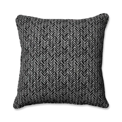 Herringbone Floor Pillow Black 25x25 Indoor Outdoor Decorative Cushion - Image 1 of 4