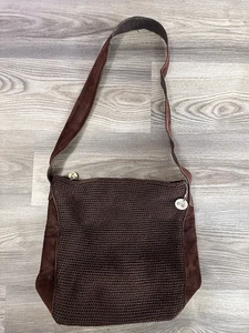 The SAK Slouchy Woven Hobo Bag Leather & Suede Trim Women's Brown 11"x12"x4" - Picture 1 of 13