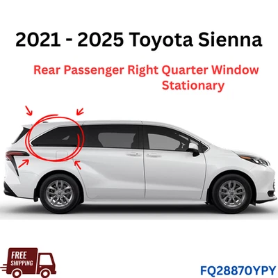 For 2021-2025 Toyota Sienna Passenger Right Side Rear Quarter Window Glass - Imagem 1 de 3