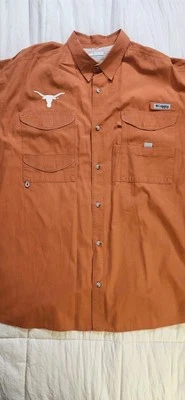 Columbia PFG Texas Longhorns Shirt Men XXL Orange UT Vented Fishing Short Sleeve - Image 1 of 4