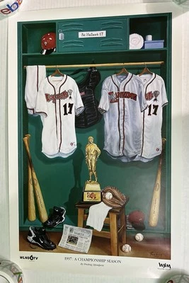 LANSING LUGNUTS Vintage 1997 Poster Championship Season Baseball Pat Hallmark - Image 1 of 4