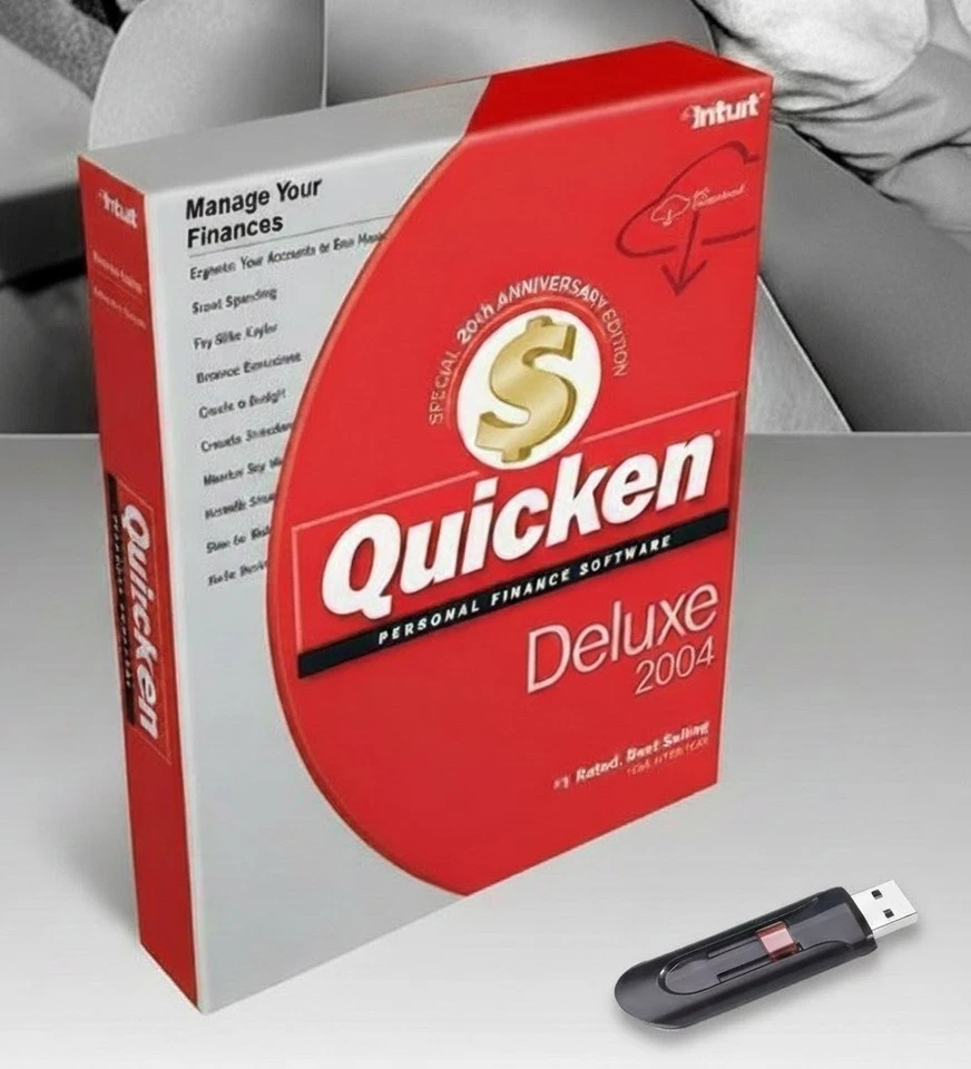 NEW Quicken Deluxe 2004 Windows Personal Finance Software Access & Install USB - Image 1 of 1