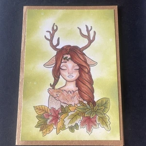 Handgefertigte leere Herbst-Feenkarte für jeden Anlass mit passendem Umschlag 5 x 7 - Bild 1 von 3