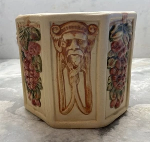 Weller Roma 1910-20s Vintage Pottery Ivory Eight Sided Paneled Ceramic Planter - Picture 1 of 8