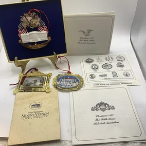 3 adornos históricos de la Casa Blanca chapados en oro 1995-1997 para árbol de Navidad - Imagen 1 de 19