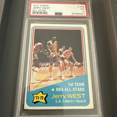 1972-73 Topps - All Star Jerry West, Wilt Chamberlain #164 PSA 3 - Image 1 of 3