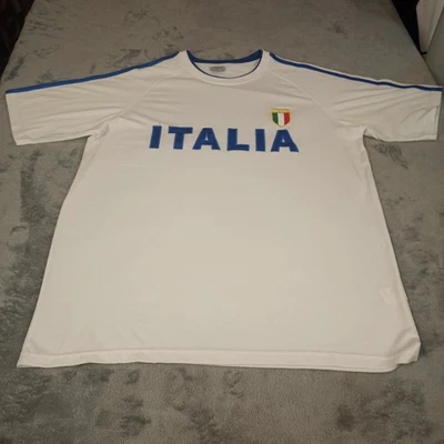 Camiseta de fútbol vintage de Italia blanca para hombre XL con escudo gráfico manga camisa de poliéster Foto 1 de 4