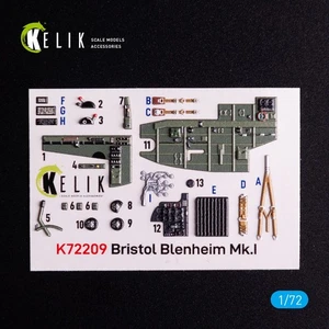 1/72 ResKit K72209 Bristol Bleninheim Mk.1 - interior 3D decals for Airfix kit - Picture 1 of 3
