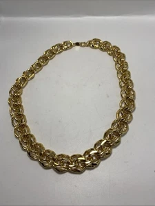 "Collar de cadena Trifari TM Rolo tono dorado triple eslabón 18"" vintage B14A" - Imagen 1 de 5