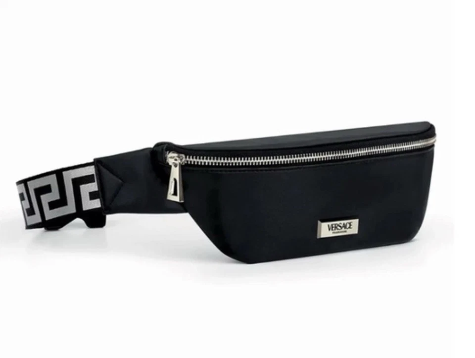 VERSACE BLACK SILVER BELT BAG Travel Pouch Fanny Pack Dust Bag WOMEN'S MEN'S