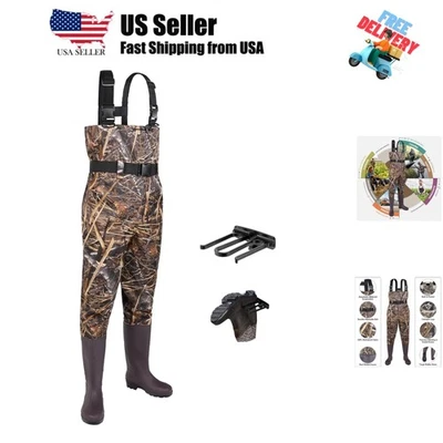 Vadeadores de pesca para hombre, 2 capas de nailon/PVC impermeables para mujer vadeador de pecho con boo... Foto 1 de 4