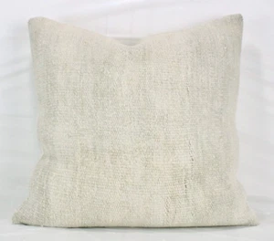 Funda de Almohada Decorativa Hecha a Mano Cáñamo Turco Kilim 20x20 Blanco Kilim Cojín - Imagen 1 de 9