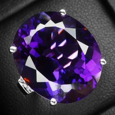 Anillo vibrante hecho a mano de plata de ley 925 de 15,20 quilates amatista púrpura real talla 6,5 Foto 1 de 4