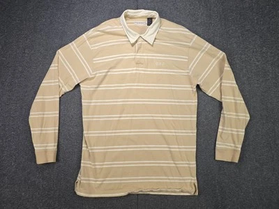 Camisa polo ENYCE Clothing Co para hombre talla XL a rayas manga larga bronceada cuello Y2K Foto 1 de 4