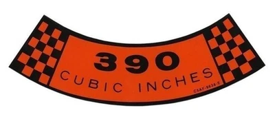 390 CID Air Cleaner Decal For 1967-1969 Ford Mustang - Image 1 of 2
